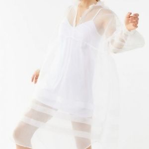 White sheer slip puffy sleeves dress